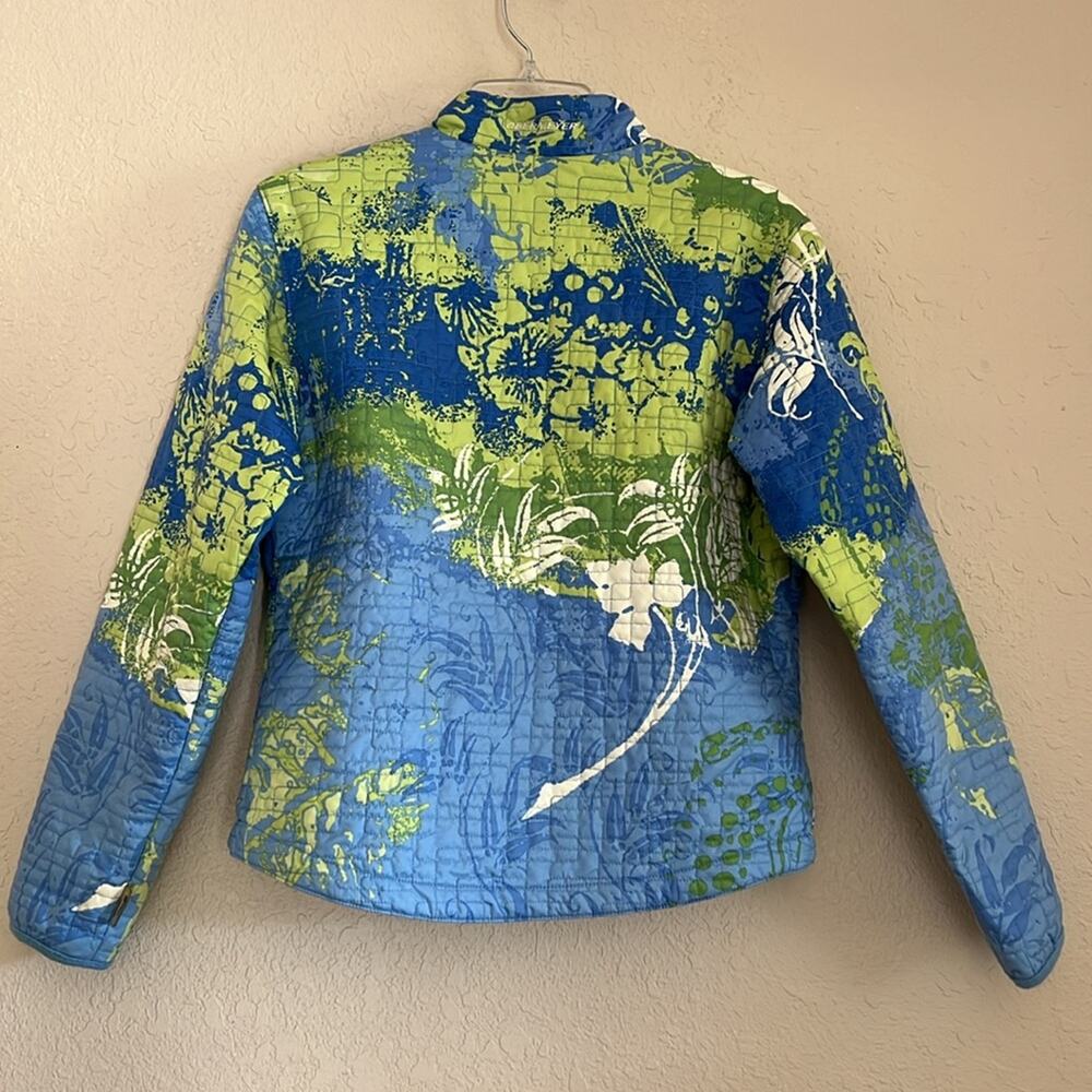 Obermeyer Women's Ski Jacket Size 8 Light Blue Print Quilted Zip Front Pockets - Picture 6 of 15